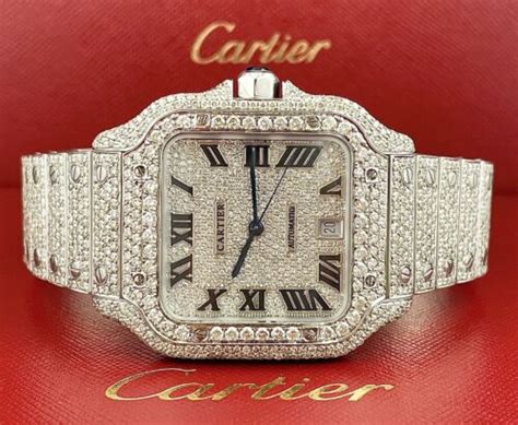 cheap diamond cartier watch|cartier santos iced out price.